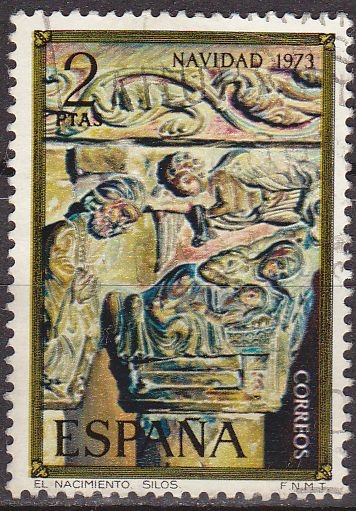 España 1973 2162 Sello º Navidad Nacimiento Capitel monasterio Silos (Burgos) Timbre Espagne Spain Spagna Espana Spanje Spanien 